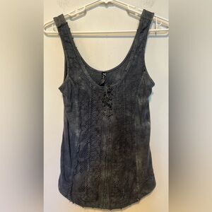 Free People Lace Embellished Faded Gray Tank Size XS
